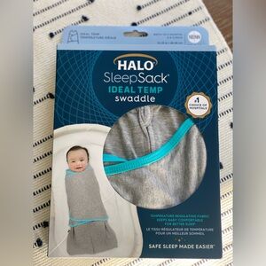 HALO Heather grey and aqua sleepsack swaddle